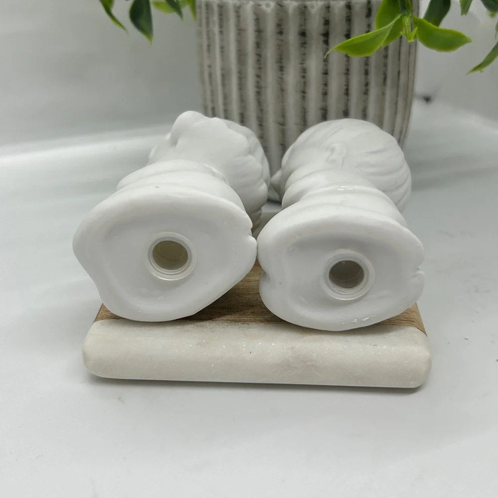 Vintage Salt Pepper Shakers White Kitchen Christian Decor Vtg Art Ceramic Craft